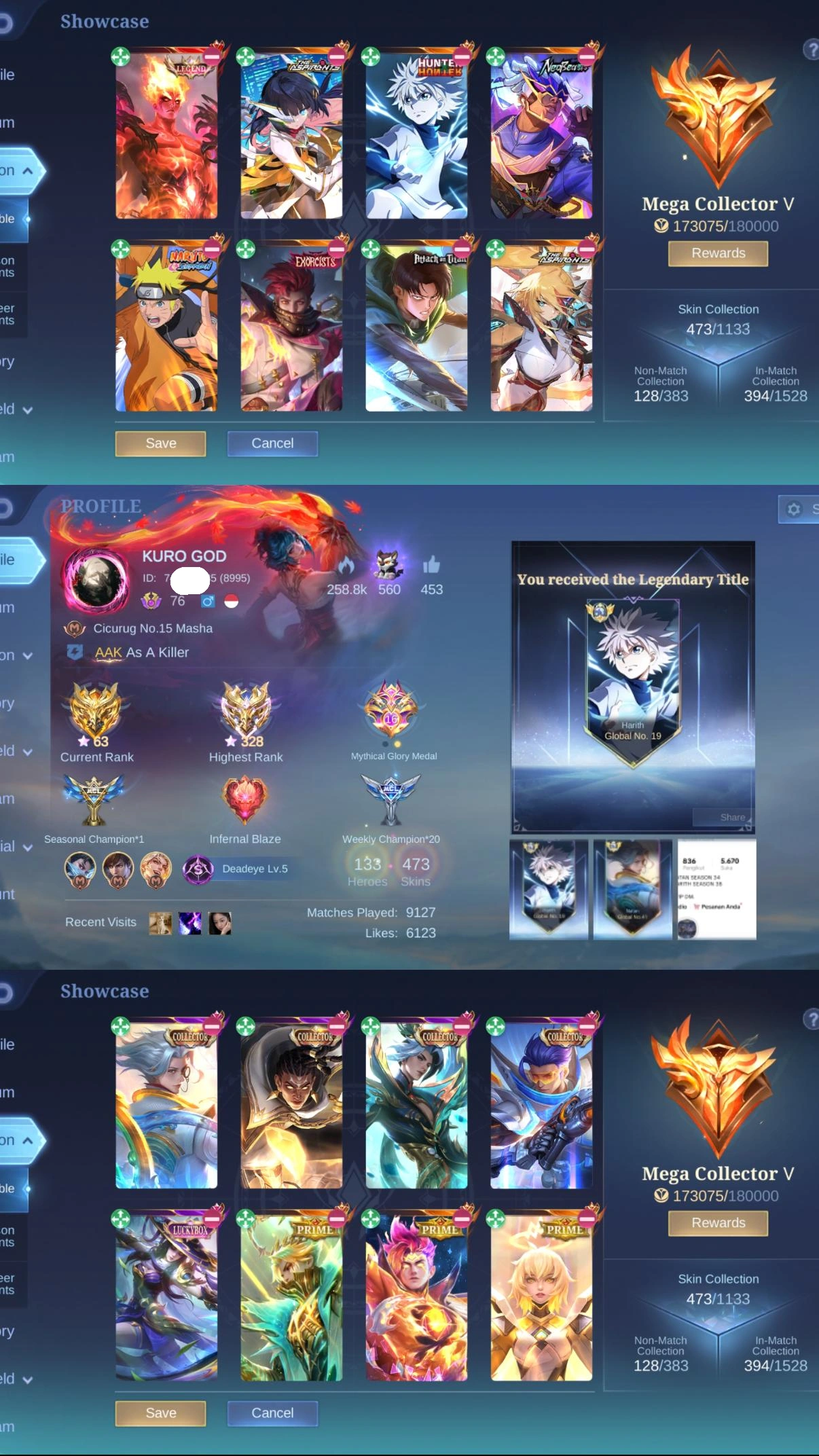 Akun Gold Lane Ex Global Harith + Ex Global Natan ex 300+